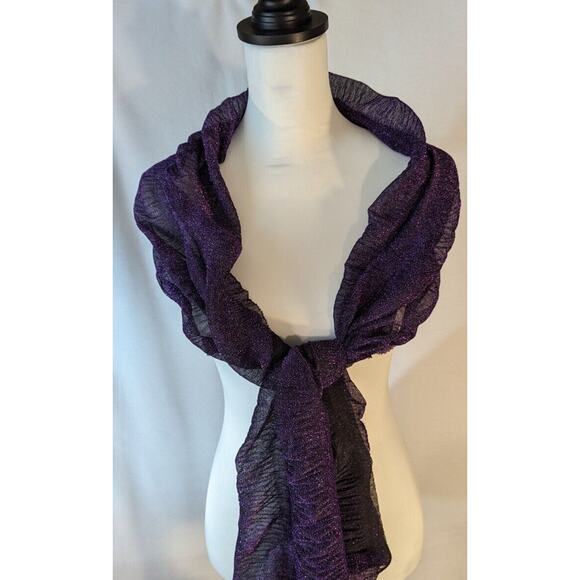 Shawl Wrap Scarf Glistening Purple Thread with Black 16" x 76"See Photos Meas - Picture 6 of 9